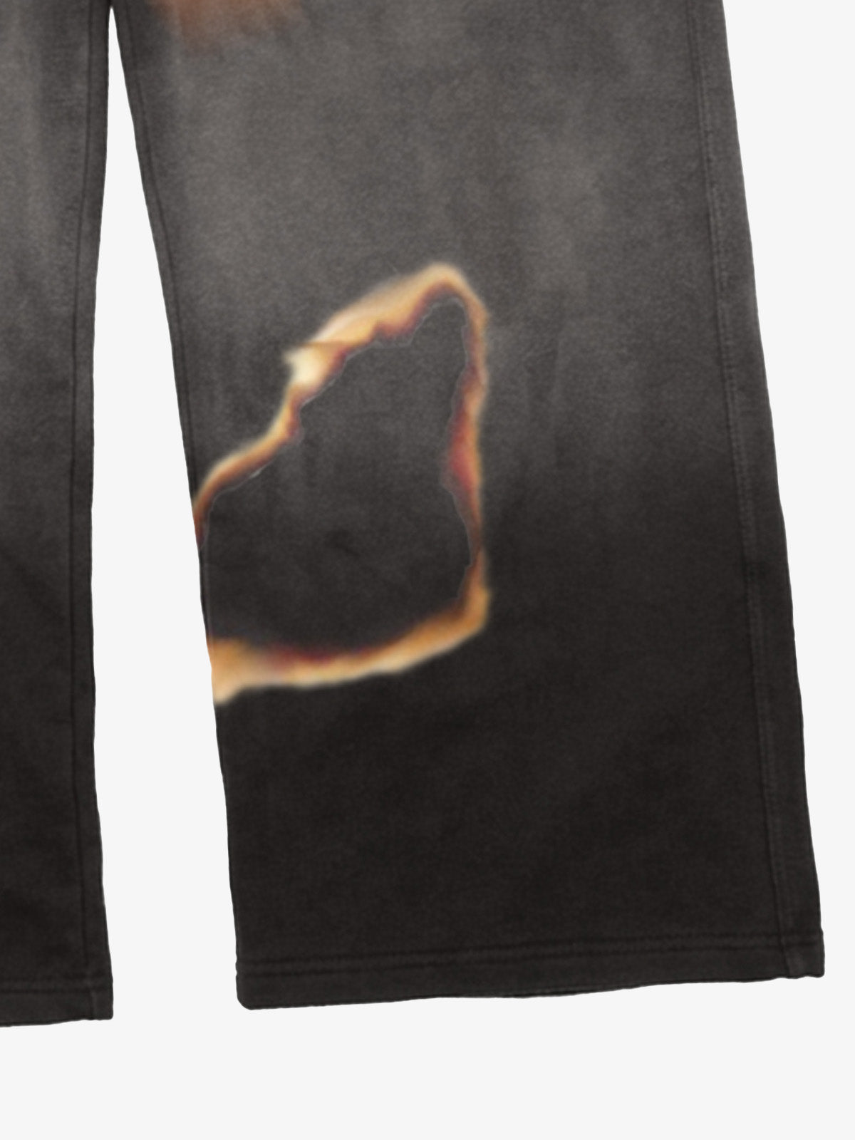 Flame-Wash Distressed Zip Hoodie & Wide-Leg Sweatpants Set