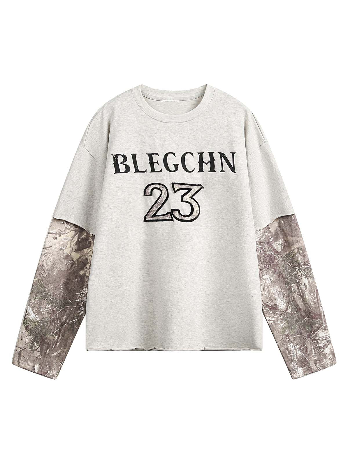 Faux Two-Piece Print Long-Sleeve T-shirt 