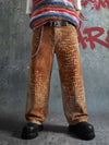 Croc Texture Washed Wide Leg Jeans