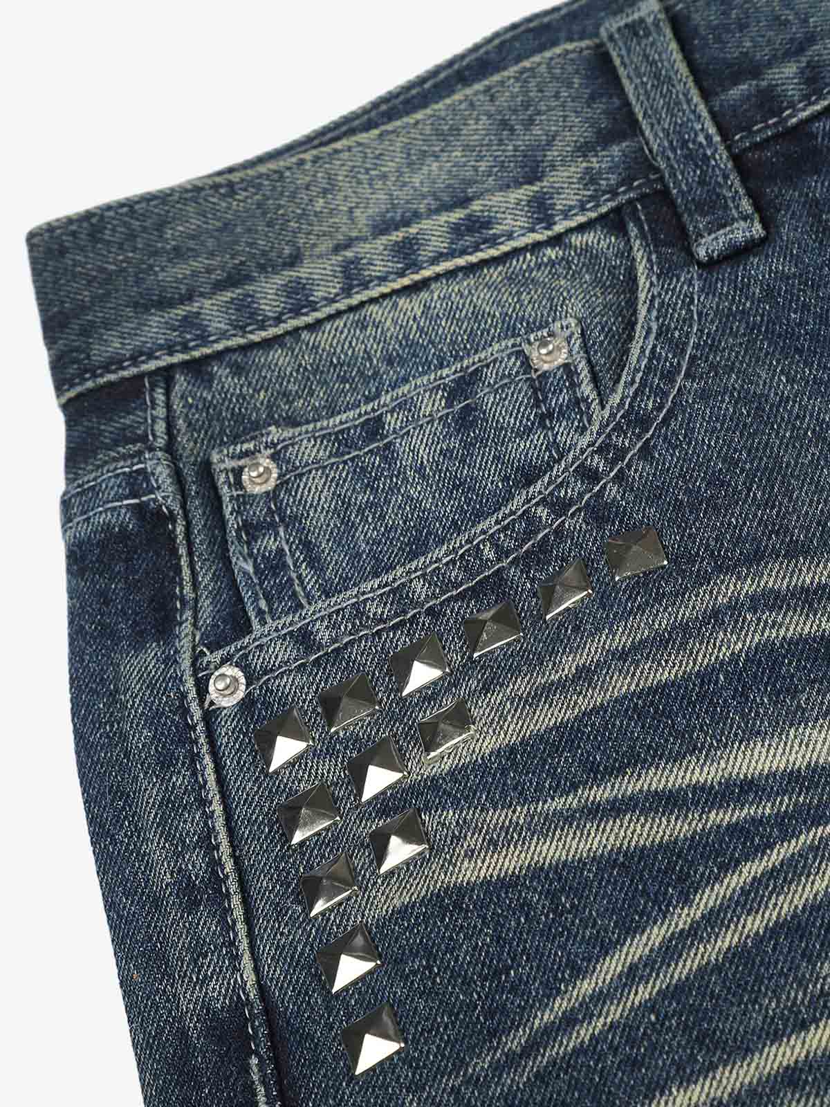 Distressed Rivet Detail Bootcut Jeans