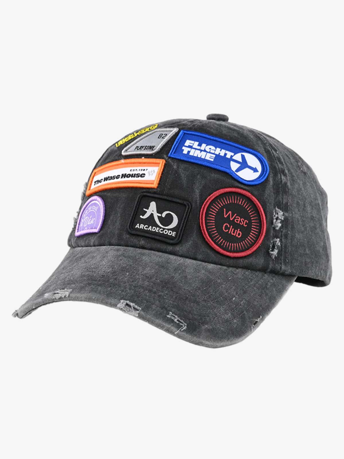 Vintage Distressed Washed Multiple Embroidered Patchwork Baseball Cap 