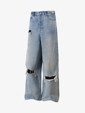 Retro-Jeans mit Rissen und weitem Bein