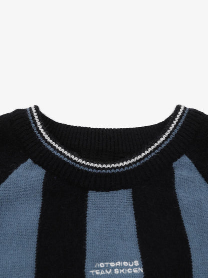 Striped Embroidered Knit Sweater