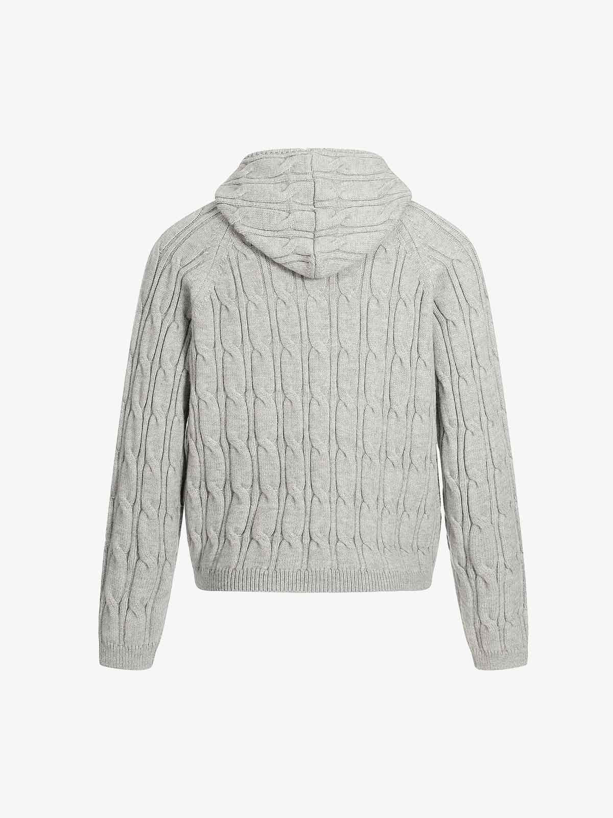 Cable Knit Zip Up Hooded Sweater