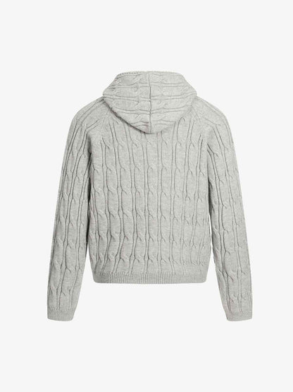 Cable Knit Zip Up Hooded Sweater