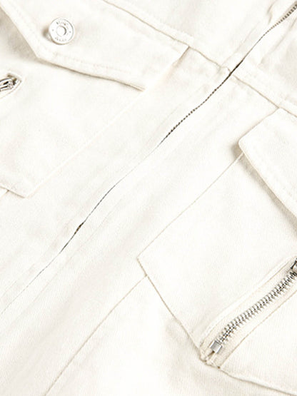 Structured Utility Stand Collar Zip Up Jacket