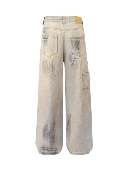 Thesupermade Washed Mud-Dye Straight Jeans 
