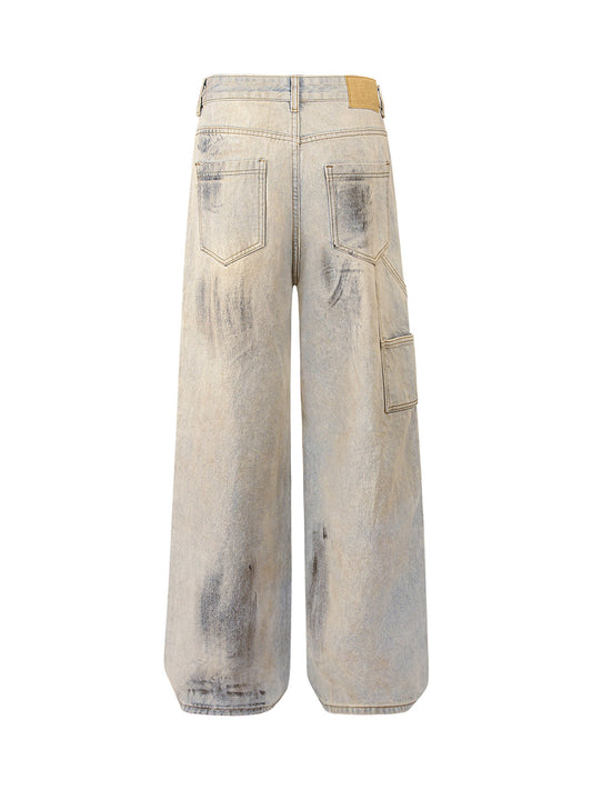 Thesupermade Washed Mud-Dye Straight Jeans 