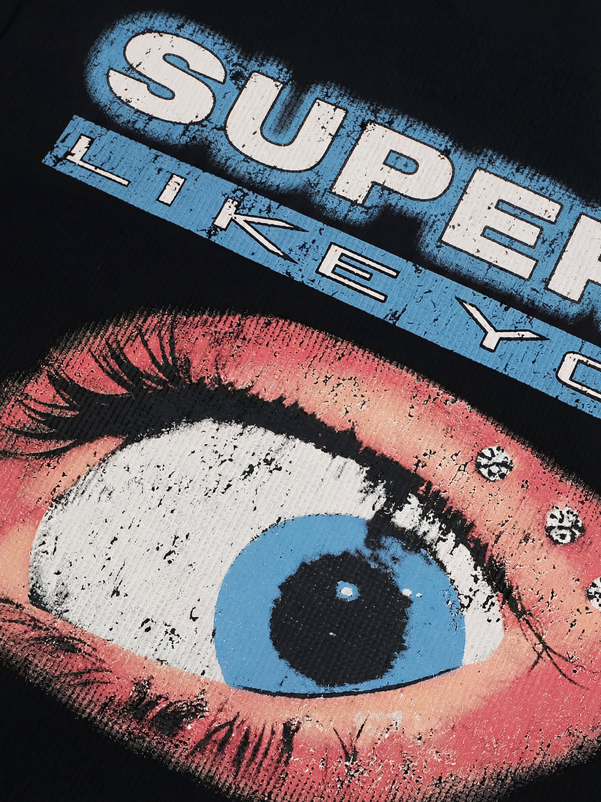 Cotton Waffle Knit Graphic T-Shirt with The Supermade Records Print for Men 