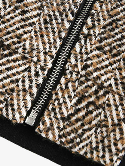 Vintage Herringbone Zip Up Jacket