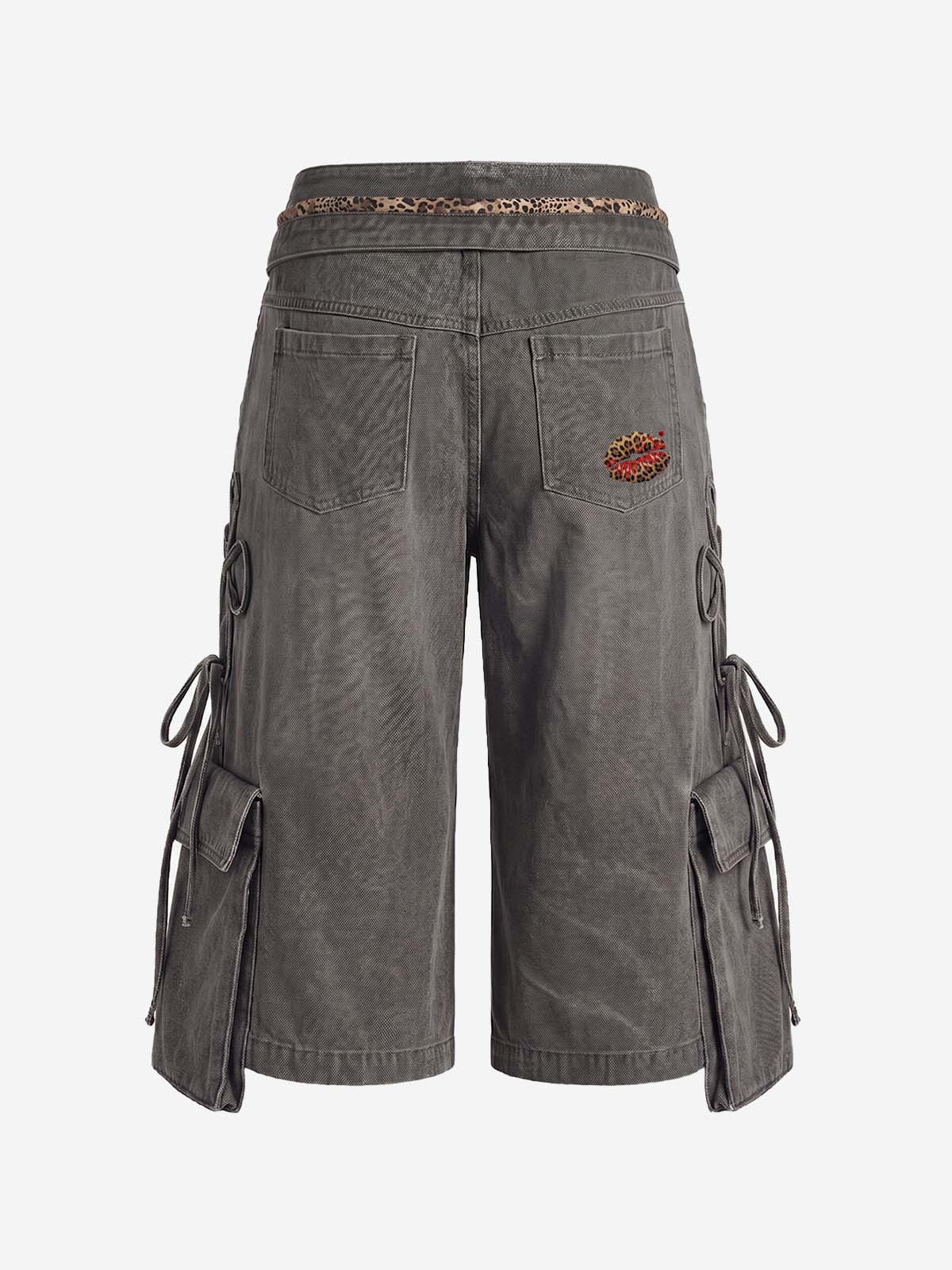 Turned-Waist Utility Wide-Leg Jeans