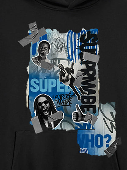 Supermade Graffiti Retro Hip-hop Hooded Sweatshirt 