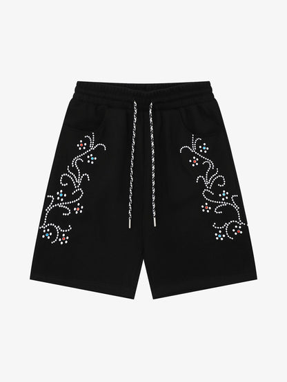 Rhinestone Graphic Knit Shorts 