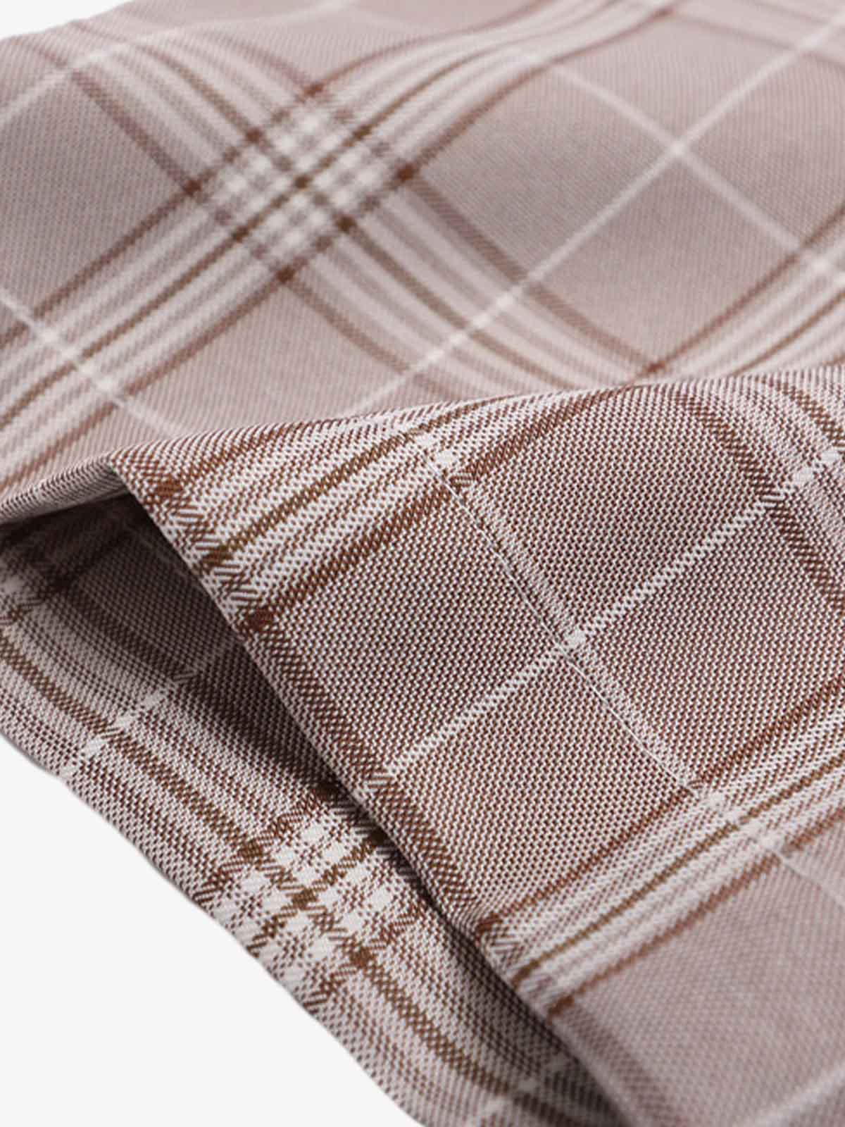 Faux Two-piece Pearl Button Plaid Short-sleeved Shirt 