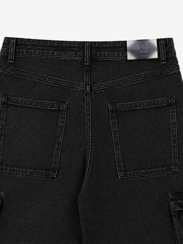 3D Multi-Pocket Wide-Leg Cargo Jeans