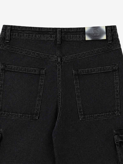3D Multi-Pocket Wide-Leg Cargo Jeans