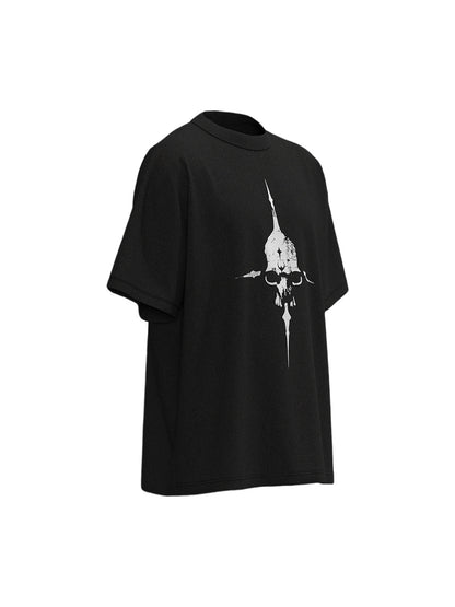 Distressed Skull Cross Graphic T-Shirt 