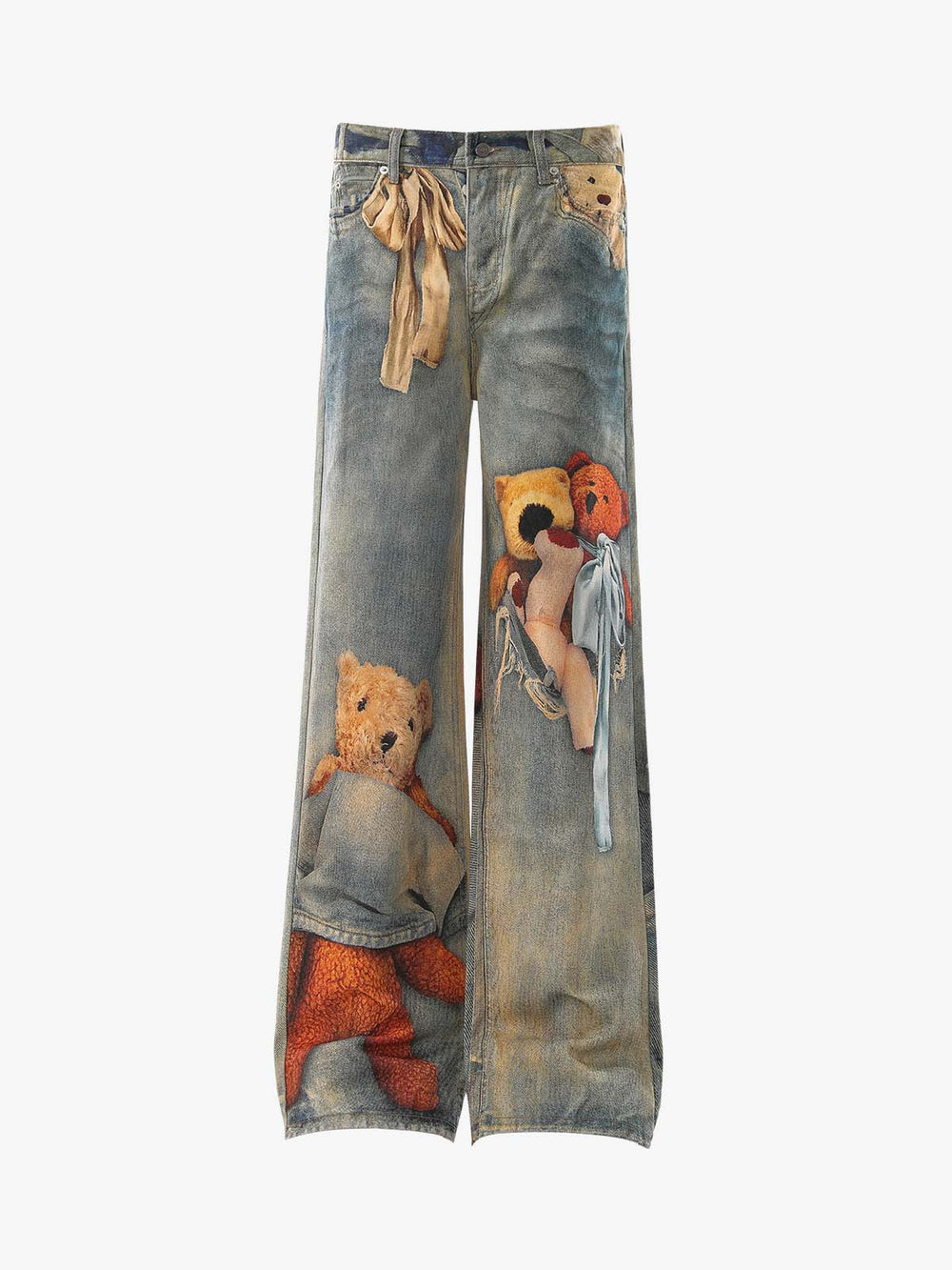 Teddy Bear Decor Pockets Baggy Pants 