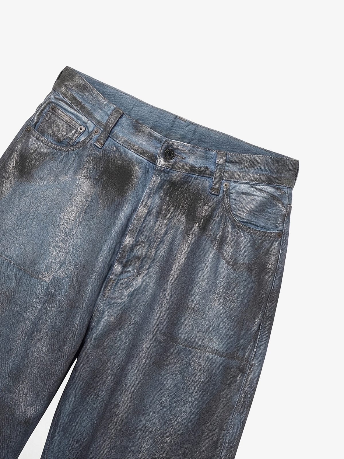 Heavyweight Washed Coated Wide-Leg Jeans