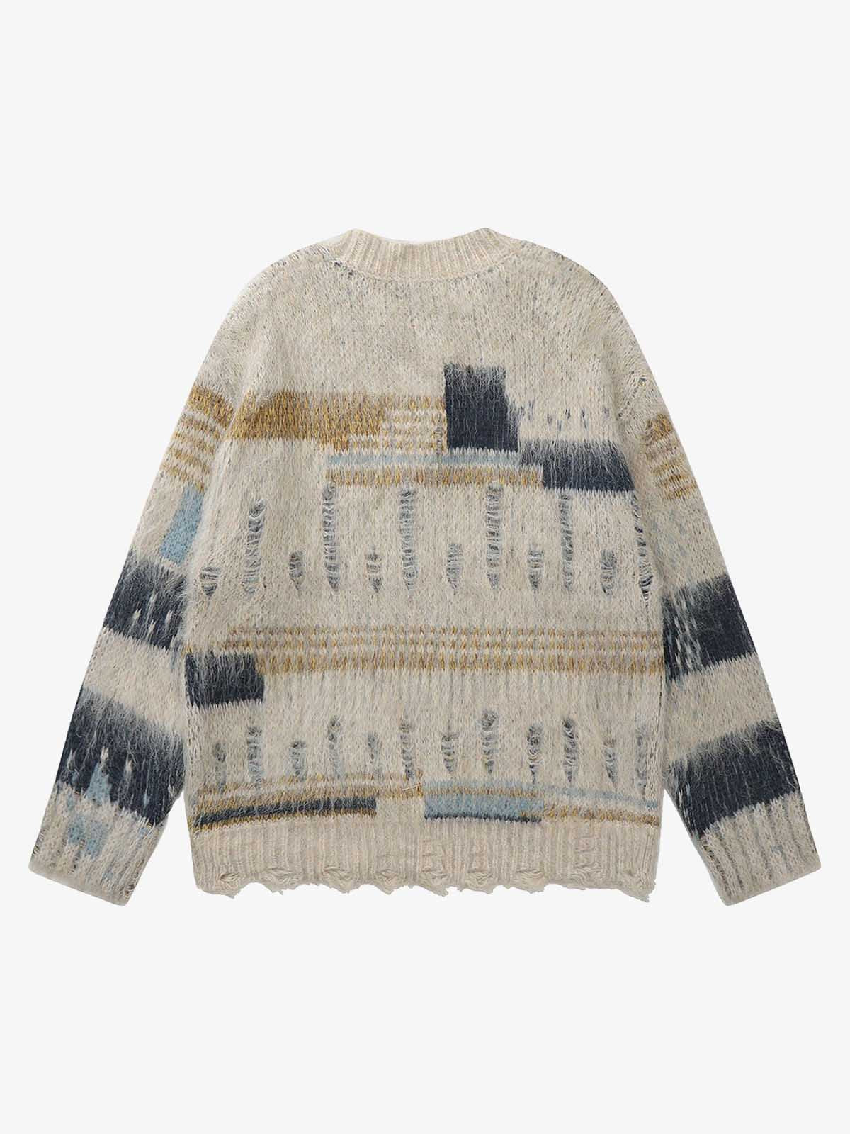 Geometric Irregular Striped Sweater 
