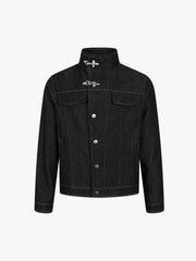 Stand Collar Clasp Detail Denim Jacket 