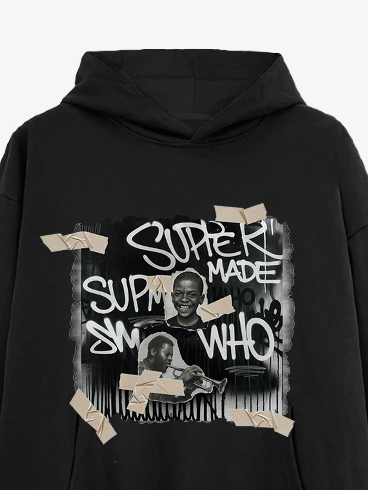Street Collage Graffiti Font Character Hooded Sweatshirt 