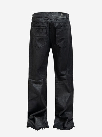 Tactical Knee-Panel Distressed Waxed Leggings