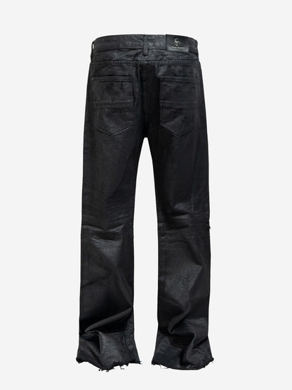 Tactical Knee-Panel Distressed Waxed Leggings