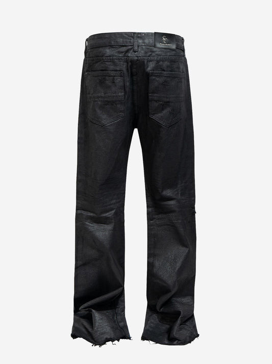 Tactical Knee-Panel Distressed Waxed Leggings