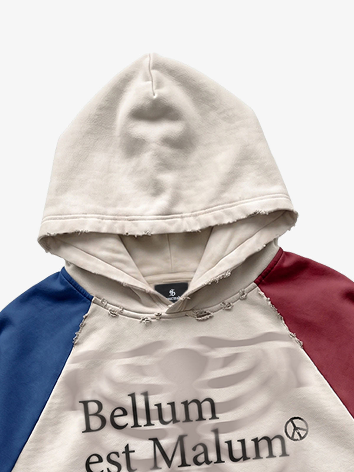 Skeleton Ribcage Graphic Distressed Raglan Hoodie