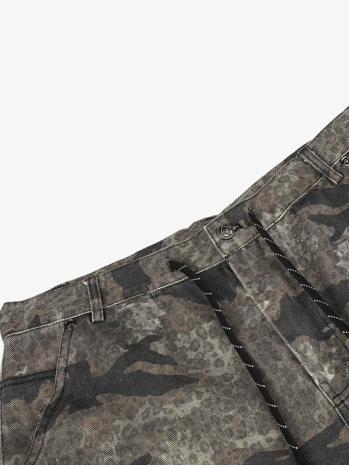 Leopard Camo Patchwork Cargo Pants