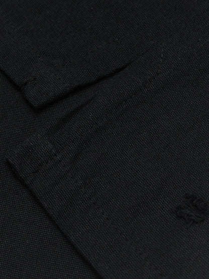 Dirty-Dye Embroidered Long Sleeve Polo Shirt 