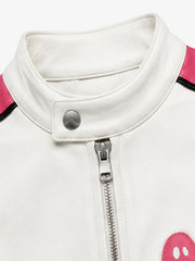 Color Block Faux Leather Biker Jacket
