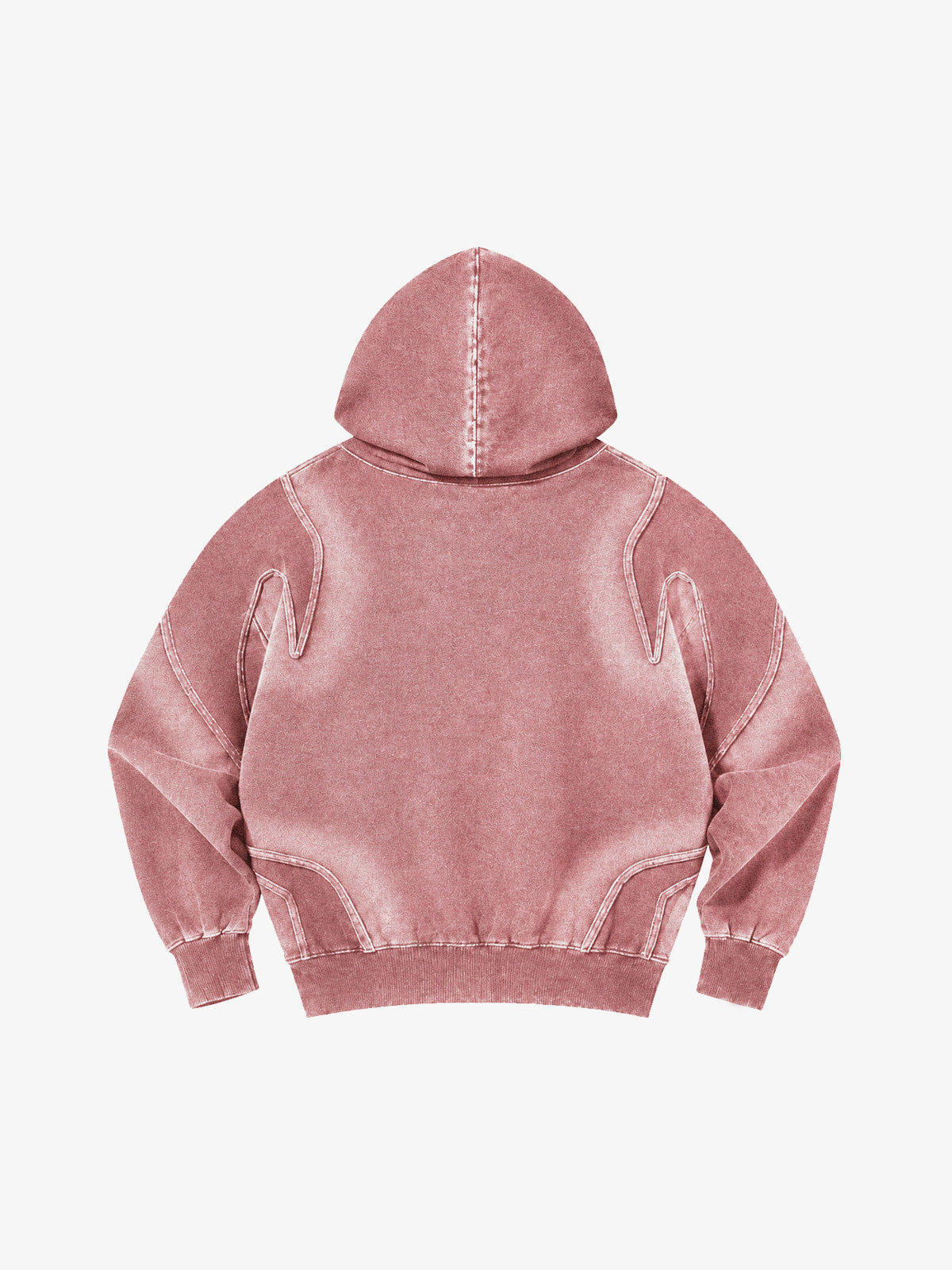 Washed Spray-Edge Zip Hoodie & Curved-Leg Sweatpants Set