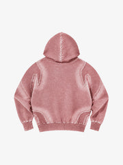 Washed Spray-Edge Zip Hoodie & Curved-Leg Sweatpants Set