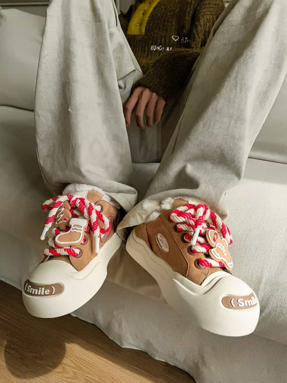 Stylish Platform Sneakers with Heart Design for Everyday Wear 