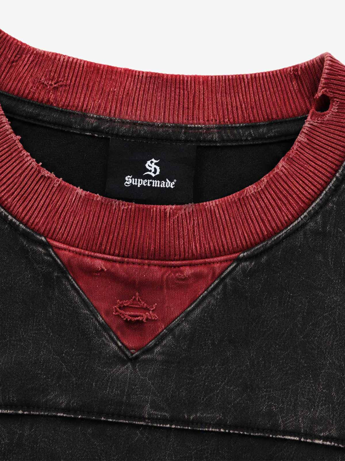 Fighting Graphic Color Block Washed Sweatshirt