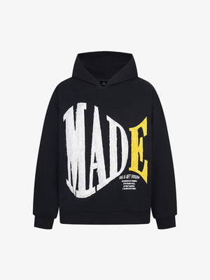 Retro Chenille Lettering Fleece Hoodie 