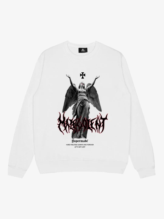 Dark Gothic Angel Print Crew Neck Sweatshirt 