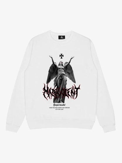 Dark Gothic Angel Print Crew Neck Sweatshirt 