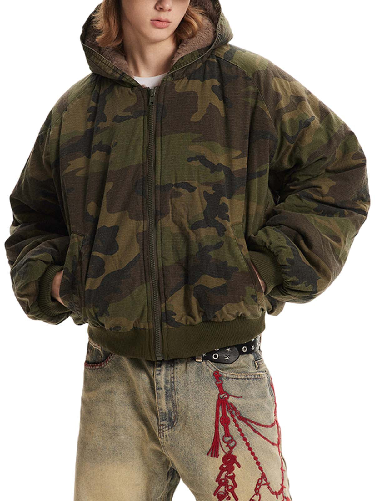 Camouflage Fur Hooded Jacket | Thesupermade®