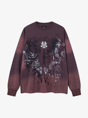Graffiti Graphic Washed Distressed Long Sleeve Tee