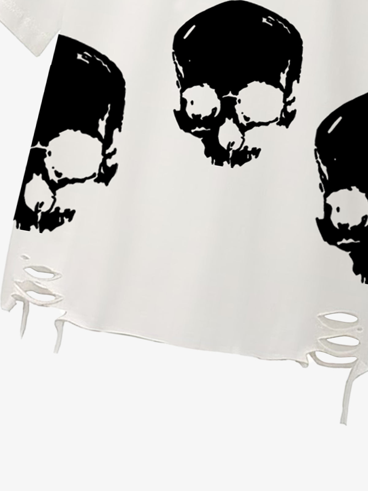 Oversized Flame Logo Skull Print T-Shirt with Distressed Hem 