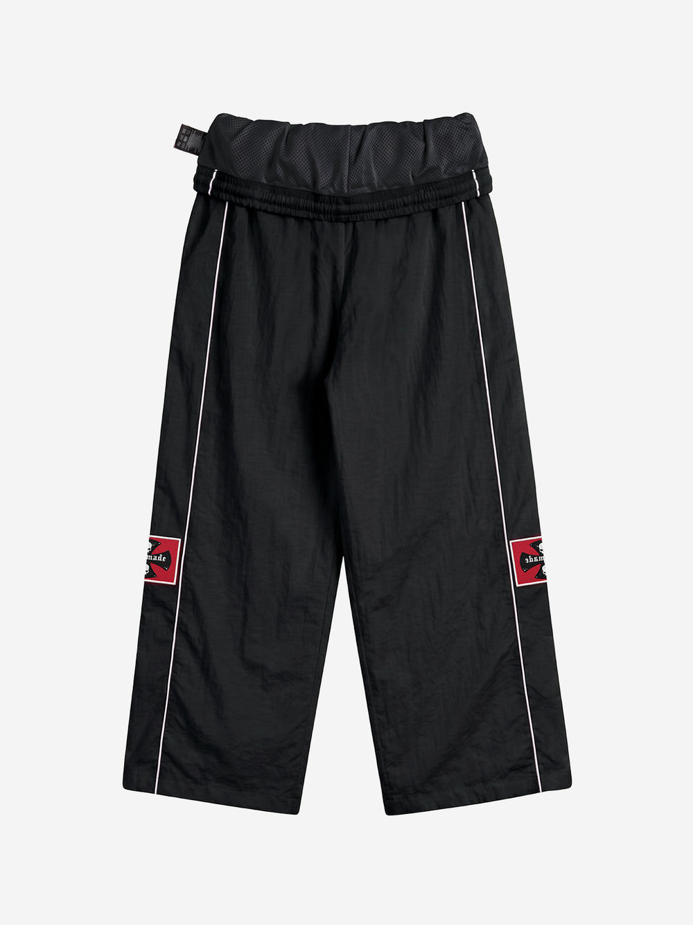 Color Block Embroidered Foldover-Waist Drawstring Track Pants