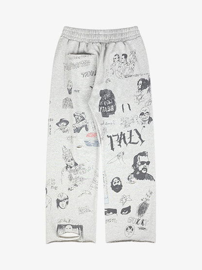 Graffiti Art Print Lounge Baggy Pants 