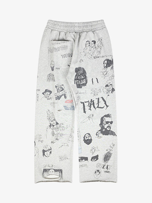 Graffiti Art Print Lounge Baggy Pants 