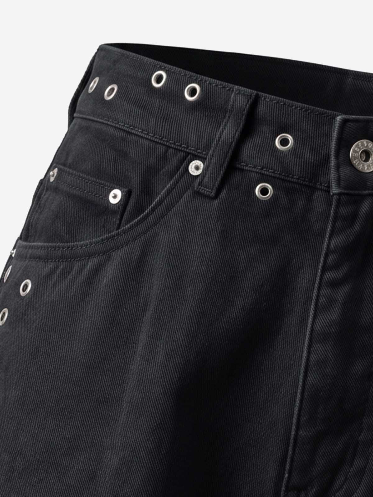 Scorpion Embroidered Eyelet Bermuda Denim Shorts