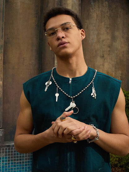 Stylish Gray Vest with Reflective Details 