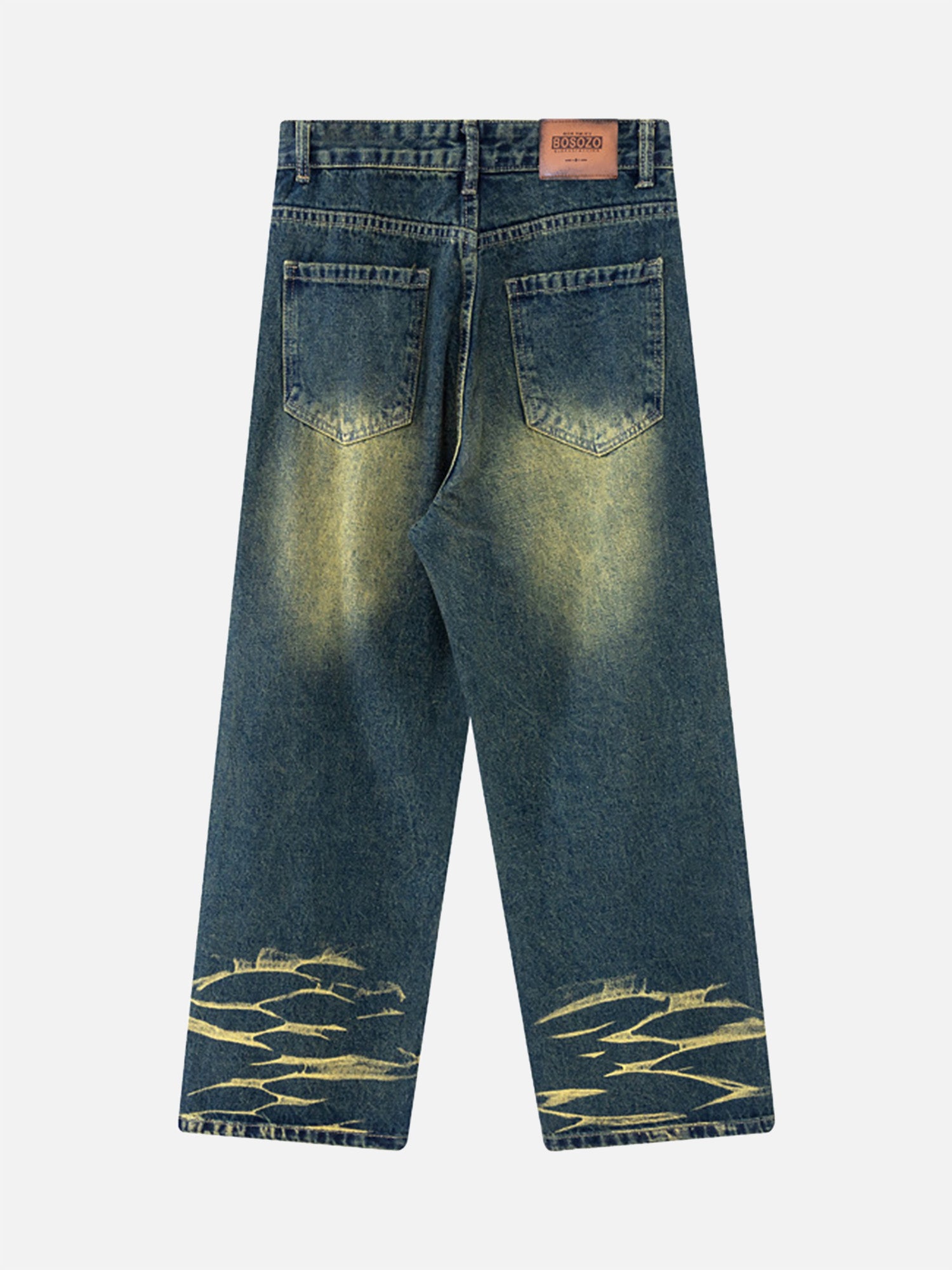 American High Street Retro Distressed Pattern Design Niche Jeans