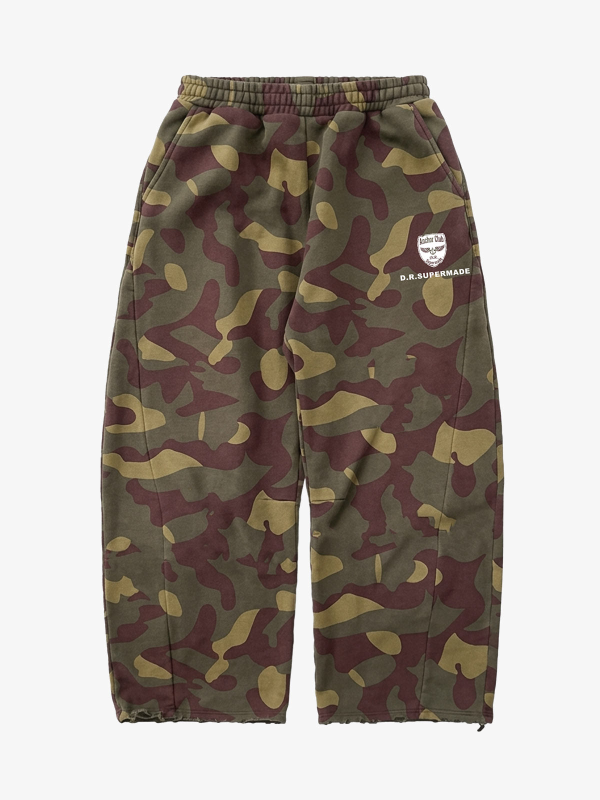 Camo Skull Graphic Zip Hoodie & Wide-Leg Sweatpants Set